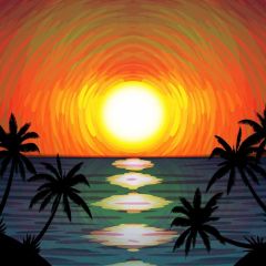 Sunset Tree Photography Scenery Backdrop Ocean Theme Banner BVU-947