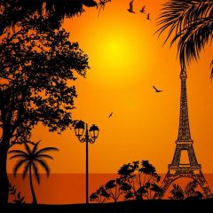 Sun Tree Photography Scenery Backdrop Landmark Theme Banner BVU-955