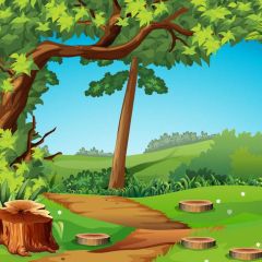 Tree Road Photography Scenery Backdrop Cartoon Theme Banner BVU-994