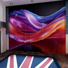 Glass Multicolor Waves Window Curtains CUR-0002