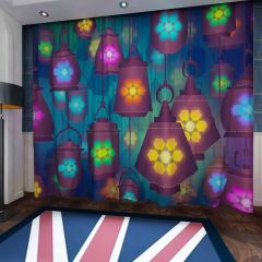 Lanterns Colorful Lamps Window Curtains CUR-0016