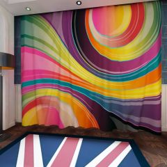 Colorful Waves Glossy Lines Window Curtains CUR-0018