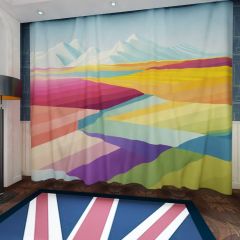 Multicolor Landscape Mountains Window Curtains CUR-0021