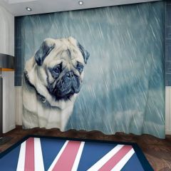 Sad Puppy Sad Dog Raining Pug Window Curtains CUR-0025