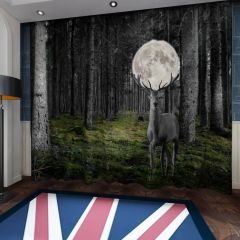 Forest Deer Moon Window Curtains CUR-0027