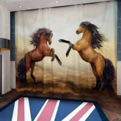 Wild Horses Pair Window Curtains CUR-0037