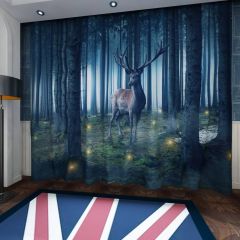 Hirsch Wild Animal Fantasy Woods Window Curtains CUR-0039