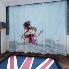 Snowman Snow Covered Window Curtains CUR-0045