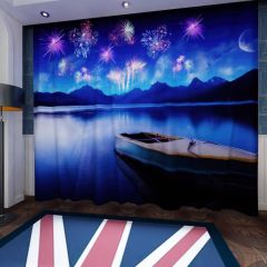 New Year Fireworks Window Curtains CUR-0047