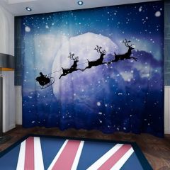 Santa Claus Chariot Moo Window Curtains CUR-0050