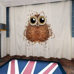 Coffee Beans Owl Window Curtains CUR-0054