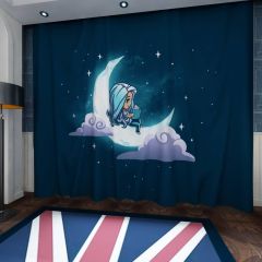 Dream Cute Girl Crescent Moon Window Curtains CUR-0055
