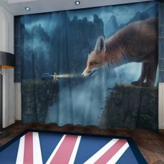 Surreal Fox Dream Mountains Window Curtains CUR-0060