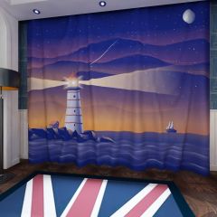 Lighthouse Night Window Curtains CUR-0064