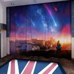 Falling Stars Alone Woman Window Curtains CUR-0069