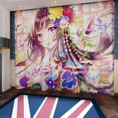 Anime Girl Floral Window Curtains CUR-0075