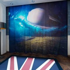 Exploring Saturn Space Window Curtains CUR-0077