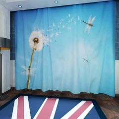 Dandelion Flower Dragonflies Window Curtains CUR-0082
