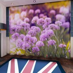 Purple Flowers Garden Window Curtains CUR-0083