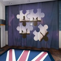 Lovers Couple Window Curtains CUR-0098