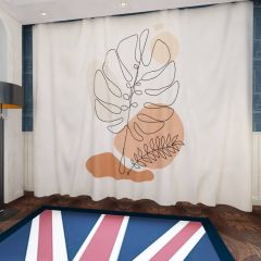 Abstract Leaf Boho Art Window Curtains CUR-0100