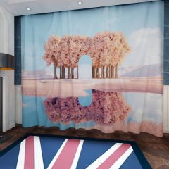 Mysterious Glass Landscape Window Curtains CUR-0102