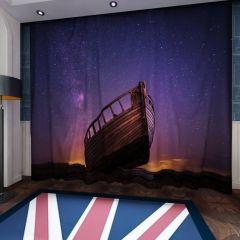 Wrecked Boat Sailing Boat Window Curtains CUR-0126