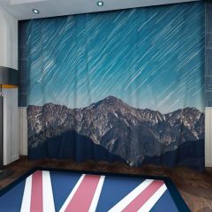 Star Trails Mountain Range Window Curtains CUR-0127