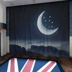 Half Moon Stars Window Curtains CUR-0129