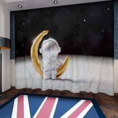 Robot Astronaut Moon Window Curtains CUR-0137