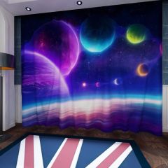 Planets Colorful Sky Window Curtains CUR-0142
