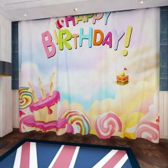 Candle Lollipop Birthday Window Curtains CUR-0157