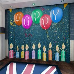 Candle Flag Balloon Window Curtains CUR-0158