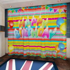 Flag Colors Grass Balloon Birthday Window Curtains CUR-0159