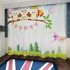 Bird Kite Tree Fir Pine Window Curtains CUR-0161