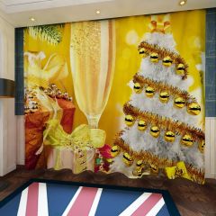 Bottle Christmas Tree Mistletoe Window Curtains CUR-0164