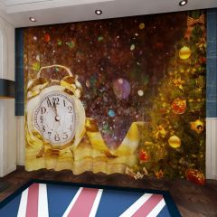 Clock Christmas Cypress Light Window Curtains CUR-0165