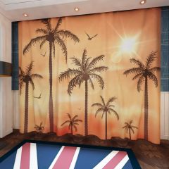 Palm Tree Sunset Dusk Window Curtains CUR-0167