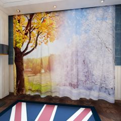 Tree Fir Snow Window Curtains CUR-0168