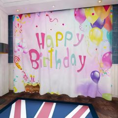 Cake Candle Birthday Window Curtains CUR-0183