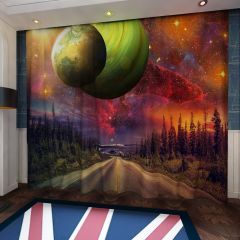 Sun Planet Road Tree Window Curtains CUR-0199