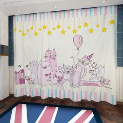 Cartoon Animals Pink Window Curtains CUR-0209