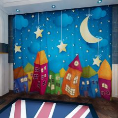 Star Newmoon House Building Window Curtains CUR-0211