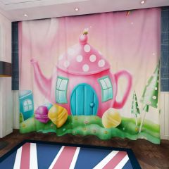 Kite Flower Green Hill Window Curtains CUR-0218