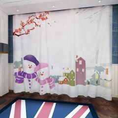 Plum Blossom Snowmen Window Curtains CUR-0220