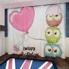 Birds Balloon Birthday Window Curtains CUR-0221