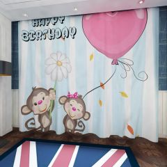 Cartoon Animal Balloon Birthday Window Curtains CUR-0224