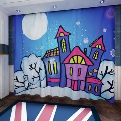 Full Moon Tower Snow Window Curtains CUR-0228
