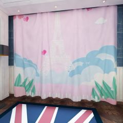 Eiffel Tower Fence Grass Window Curtains CUR-0235