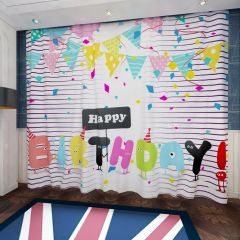 Colors Birthday Flag Balloon Window Curtains CUR-0243